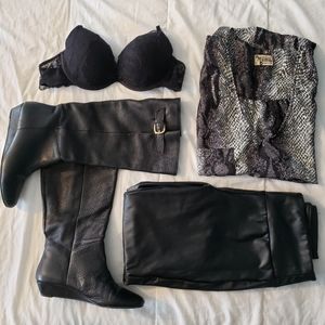 Womens Blouse Top Leopard Grey L XL